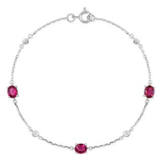 Pulsera de plata de ley 925 rodiada con circonitas rojas