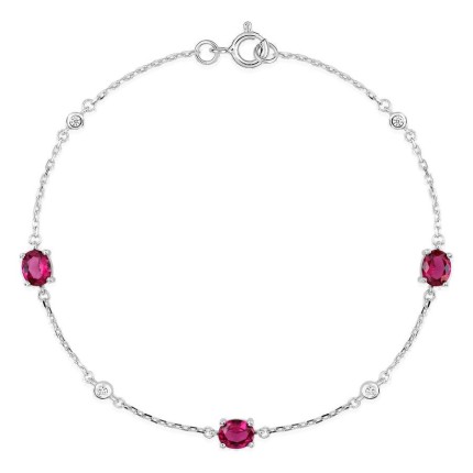 Pulsera de plata de ley 925 rodiada con circonitas rojas