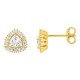 Pendientes de botón de oro amarillo 9K con diamantes creados 0,61 ct y centro de talla trillón en halo