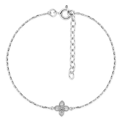 Pulsera de plata de ley 925 rodiada con circonitas en trébol