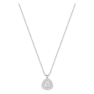 Colar em ouro branco 9K com pendente de 7x7 mm e diamantes criados 0,31 ct