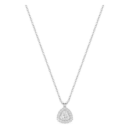Colar em ouro branco 9K com pendente de 7x7 mm e diamantes criados 0,31 ct
