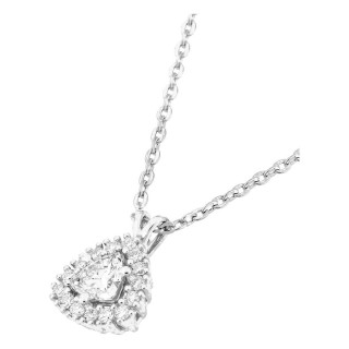 Colar em ouro branco 9K com pendente de 7x7 mm e diamantes criados 0,31 ct