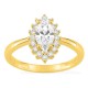 Anel em ouro amarelo 18K com diamantes criados 2,03 ct e centro lapidação marquise 1,50 ct