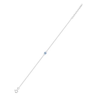 Pulsera de plata de ley 925 rodiada con circonita azul en engaste de garras