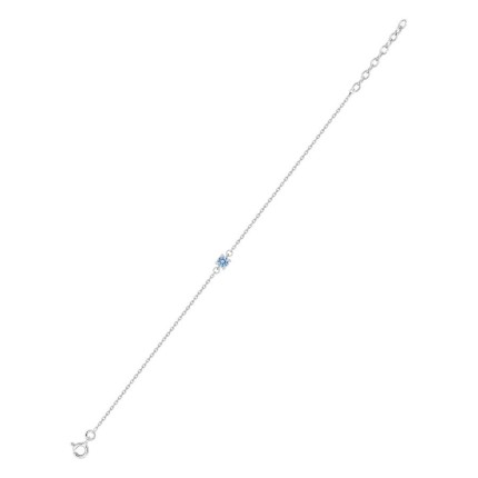 Pulsera de plata de ley 925 rodiada con circonita azul en engaste de garras