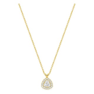 Colar em ouro amarelo 9K com pendente de 7x7 mm e diamantes criados 0,31 ct
