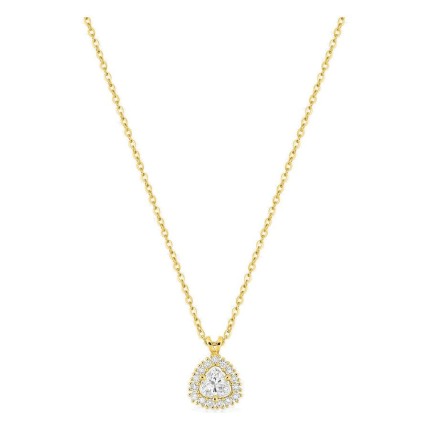 Collar de oro amarillo 9K con colgante de 7x7 mm y diamantes creados 0,31 ct