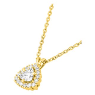 Colar em ouro amarelo 9K com pendente de 7x7 mm e diamantes criados 0,31 ct
