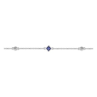 Pulsera de plata de ley 925 rodiada con circonitas blancas y azul