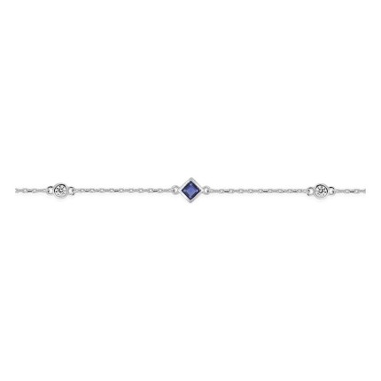 Pulseira em prata de lei 925 ródiada com zircónias brancas e azul
