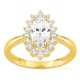 Anel em ouro amarelo 18K com diamantes criados 2,03 ct e centro lapidação marquise 1,50 ct