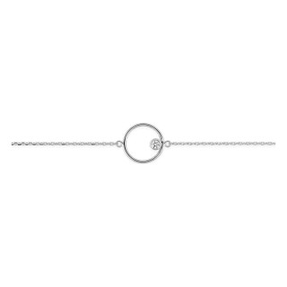 Pulsera de plata de ley 925 rodiada con motivo redondo calado y circonita