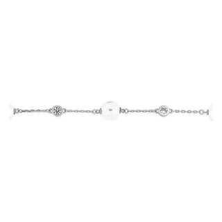 Pulseira em prata de lei 925 ródiada com pérolas de imitação de 7 mm e zircónias