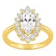 Anillo de oro amarillo 18K con diamantes creados 2,03 ct y centro talla marquesa 1,50 ct