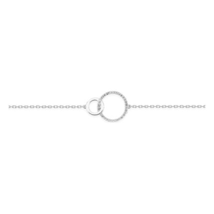 Pulsera de plata de ley 925 rodiada con cadena forzada y dobles círculos estriados