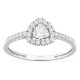 Anillo de oro blanco 9K con diamantes creados 0,39 ct y centro de talla trillón 0,20 ct en halo
