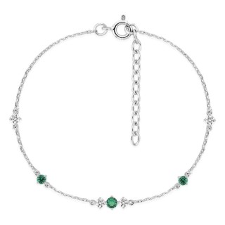 Pulsera de plata de ley 925 rodiada con circonitas redondas blancas y verdes