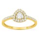 Anel em ouro amarelo 9K com diamantes criados 0,39 ct e centro de lapidação trillion 0,20 ct em halo