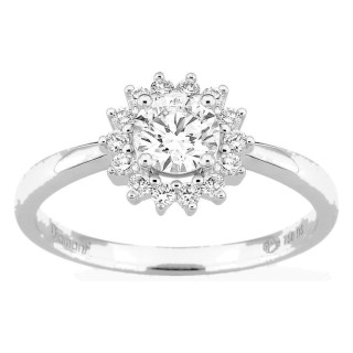 Anel em ouro branco 18K com diamantes criados 0,68 ct e centro de 0,50 ct em halo