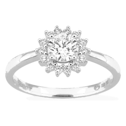 Anel em ouro branco 18K com diamantes criados 0,68 ct e centro de 0,50 ct em halo