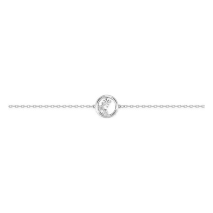 Pulsera de plata de ley 925 rodiada con aro central y circonitas