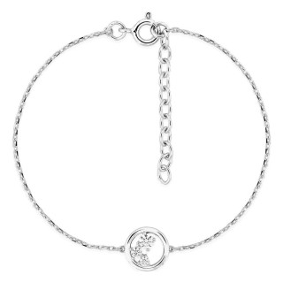 Pulsera de plata de ley 925 rodiada con aro central y circonitas