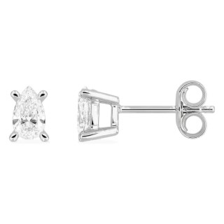 Brincos de pressão em ouro branco 9K com diamantes criados de lapidação pera 0,38 ct