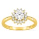 Anillo de oro amarillo 18K con diamantes creados 0,91 ct y centro de 0,70 ct en halo