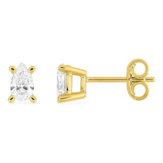 Pendientes de botón de oro amarillo 9K con diamantes creados de talla pera 0,38 ct