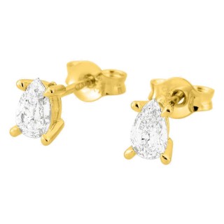 Pendientes de botón de oro amarillo 9K con diamantes creados de talla pera 0,38 ct
