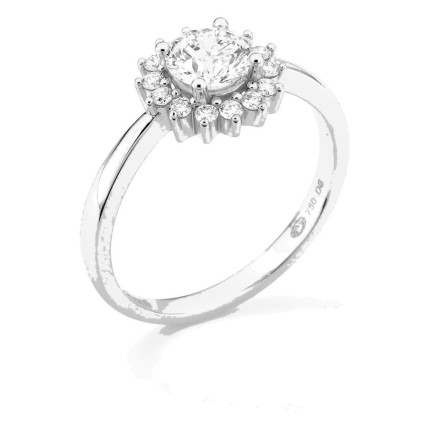 Anel em ouro branco 18K com diamantes criados 0,91 ct e centro de 0,70 ct em halo