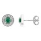 Pendientes de plata de ley 925 rodiada con circonita verde acompañada