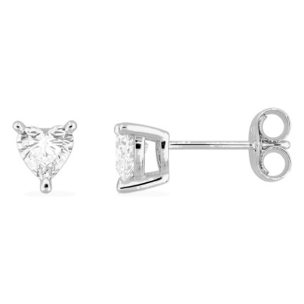 Pendientes de botón de oro blanco 9K con diamantes creados en forma de corazón 0,38 ct