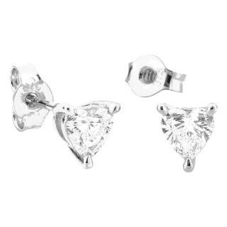 Pendientes de botón de oro blanco 9K con diamantes creados en forma de corazón 0,38 ct