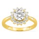 Anillo de oro amarillo 18K con diamantes creados 1,31 ct y centro de 1,00 ct en halo