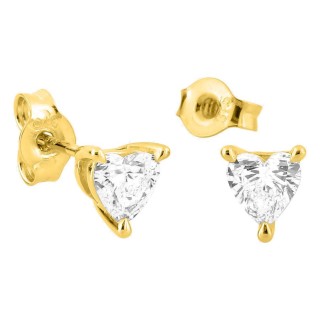 Pendientes de botón de oro amarillo 9K con diamantes creados en forma de corazón 0,38 ct