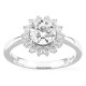 Anillo de oro blanco 18K con diamantes creados 1,31 ct y centro de 1,00 ct en halo