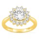Anillo de oro amarillo 18K con diamantes creados 1,96 ct y centro de 1,50 ct en halo