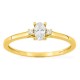 Anel solitário em ouro amarelo 9K com diamante acompanhado 0,22 ct