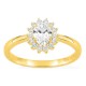Anel em ouro amarelo 18K com diamantes criados 0,68 ct e centro oval 0,50 ct