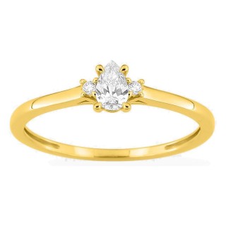 Anillo solitario de oro amarillo 9K con diamante acompañado 0,21 ct