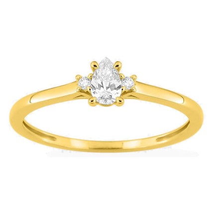 Anillo solitario de oro amarillo 9K con diamante acompañado 0,21 ct