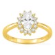 Anillo de oro amarillo 18K con diamantes creados 0,91 ct y centro ovalado 0,70 ct