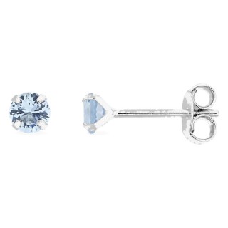 Pendientes redondos de plata de ley 925 rodiada con circonita azul cielo