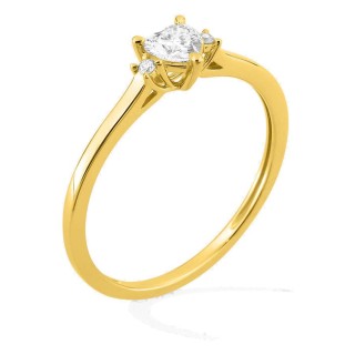 Anillo solitario de oro amarillo 9K con diamante talla corazón acompañado 0,21 ct