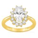 Anillo de oro amarillo 18K con diamantes creados 1,96 ct y centro ovalado 1,50 ct