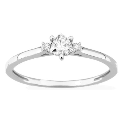 Anillo solitario de oro blanco 9K con diamante de talla trillón acompañado 0,22 ct