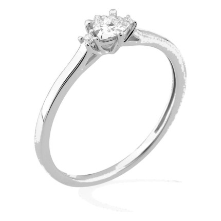 Anel solitário em ouro branco 9K com diamante de lapidação trillion acompanhado 0,22 ct