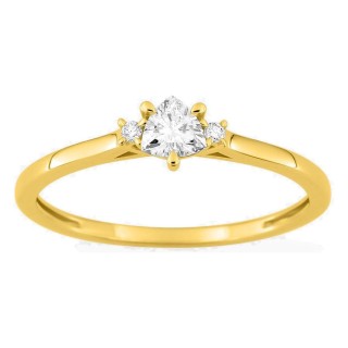 Anel solitário em ouro amarelo 9K com diamante de lapidação trillion acompanhado 0,22 ct